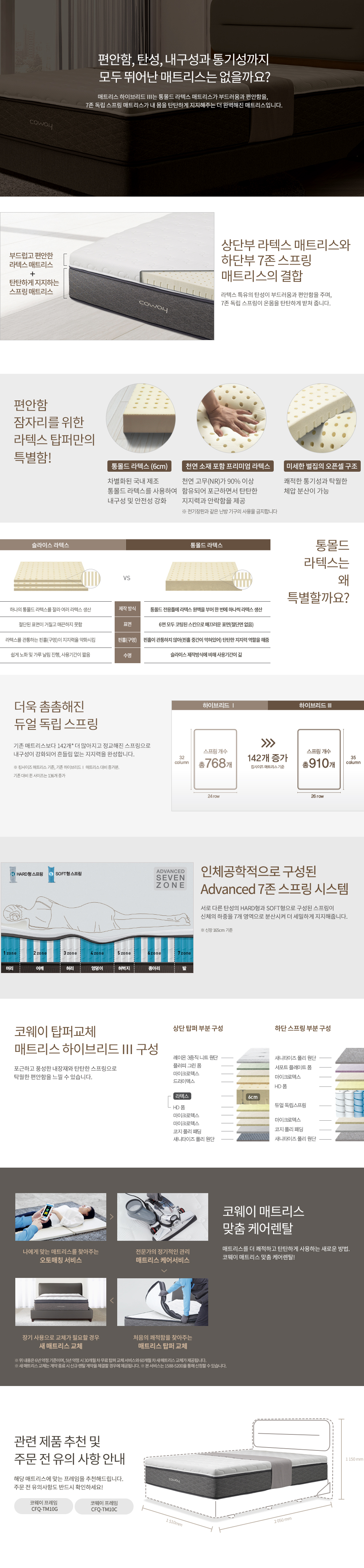 코웨이 비렉스 탑퍼교체 하이브리드 3 매트리스 (Q) 이미지 2