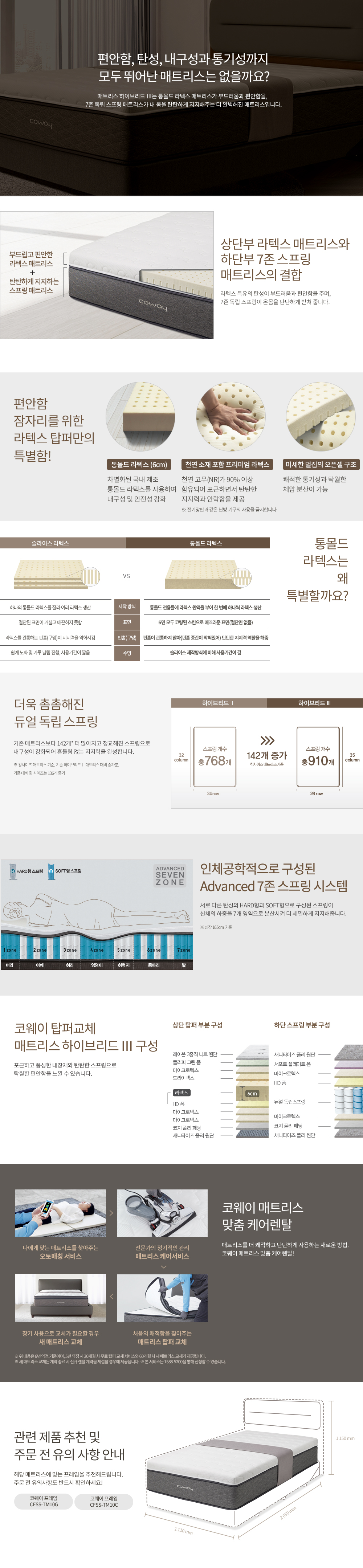 코웨이 비렉스 탑퍼교체 하이브리드 3 매트리스 (SS) 이미지 2
