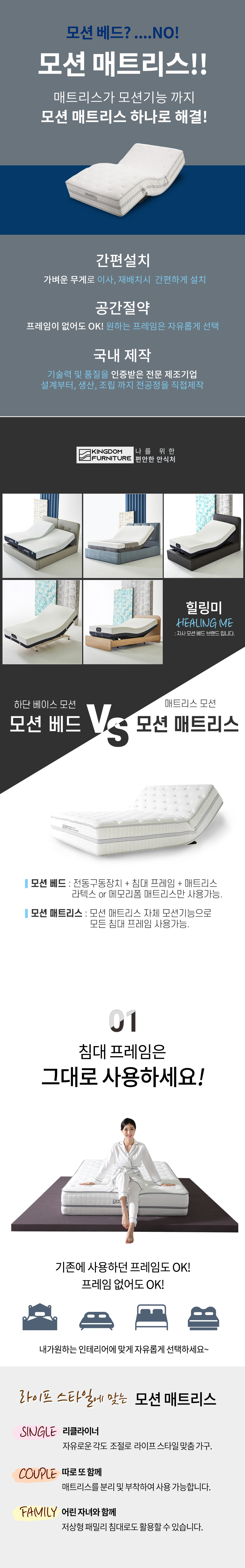 킹덤퍼니처 힐링미 싱글(오킨모터) 모션매트리스 이미지 3