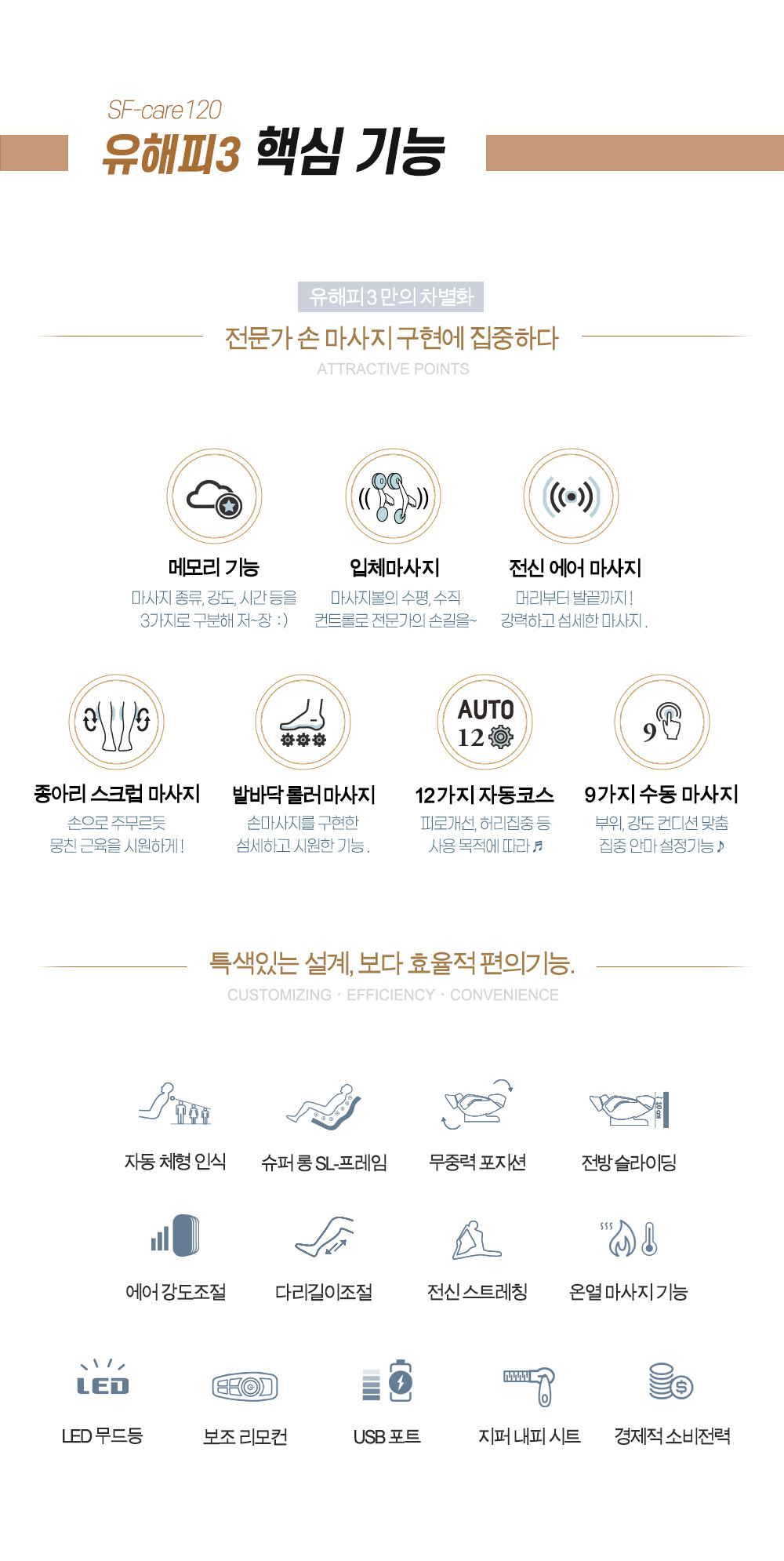 유해피3 사파헬스케어 전신에어백 3D 입체마사지 안마의자 이미지 5