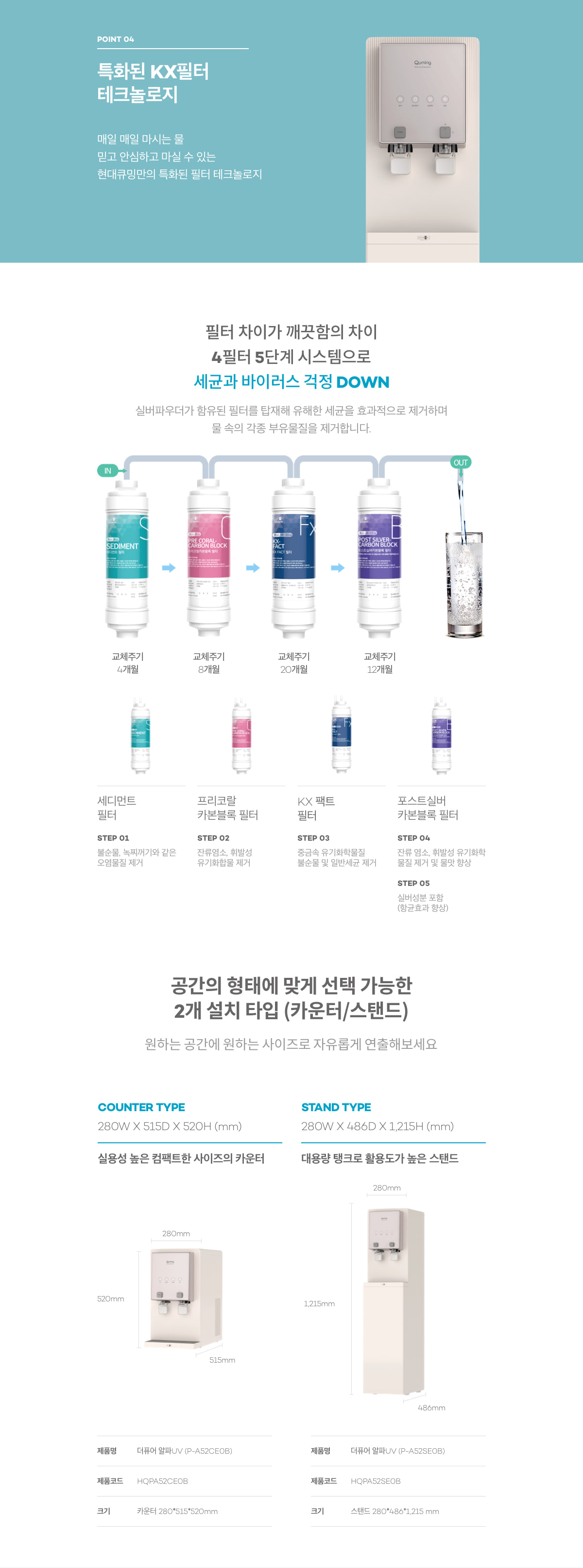 현대큐밍 더퓨어 알파 UV 데스크형 냉온정수기 (4개월 방문관리) 이미지 6