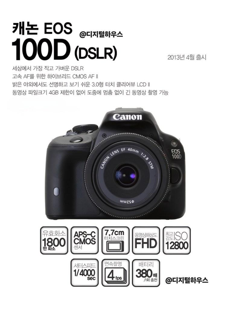 (DK) 캐논 EOS 100D 화이트 BODY 이미지 14