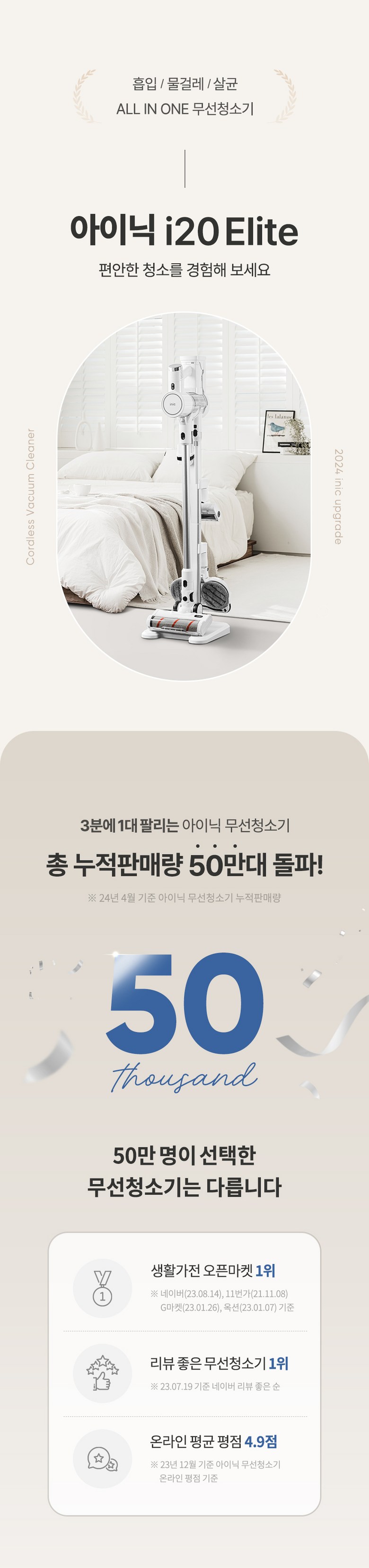 아이닉 차이슨 무선청소기 i20 Elite + UV헤드브러시 + UV침구브러시 + 필터 이미지 2